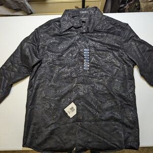 Alfani Black Paisley Dress Shirt - Size Large - NWT